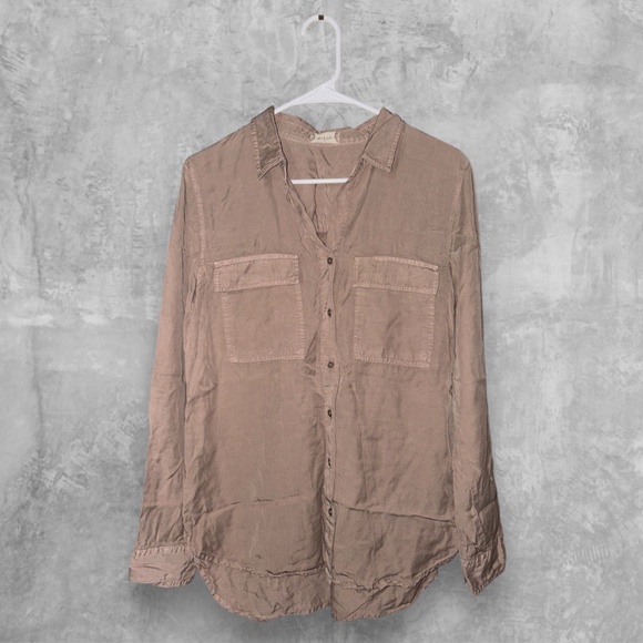 Altar'd State Light Brown/Tan Long-sleeve Button-Down Shirt - Picture 3 of 5